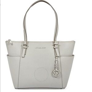 Authentic Pearl Grey Saffiano Tote - Michael Kors